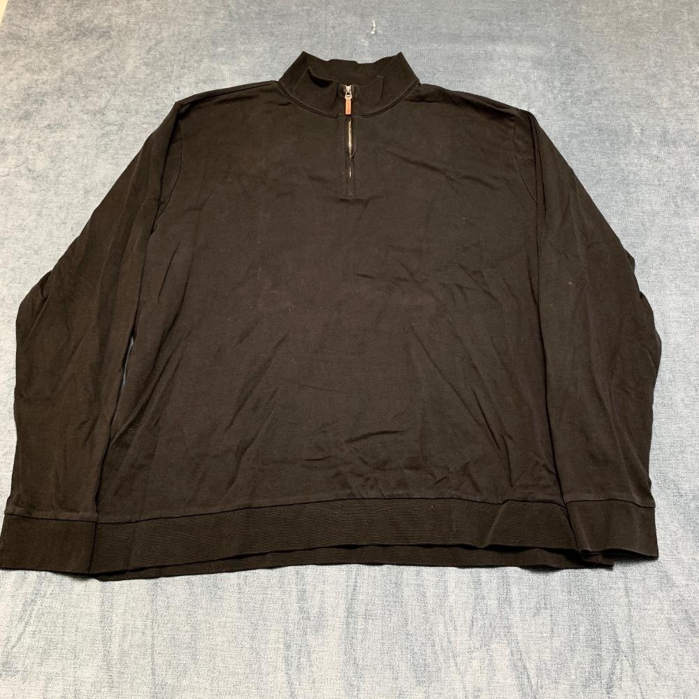 Nordstrom Sweater Mens 2XL Black Pima Cotton Tight Knit Outdoor Quarter Zip